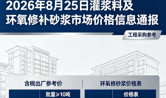 台江2026年8月25日灌浆料及环氧修补砂浆市场价格信息通报
